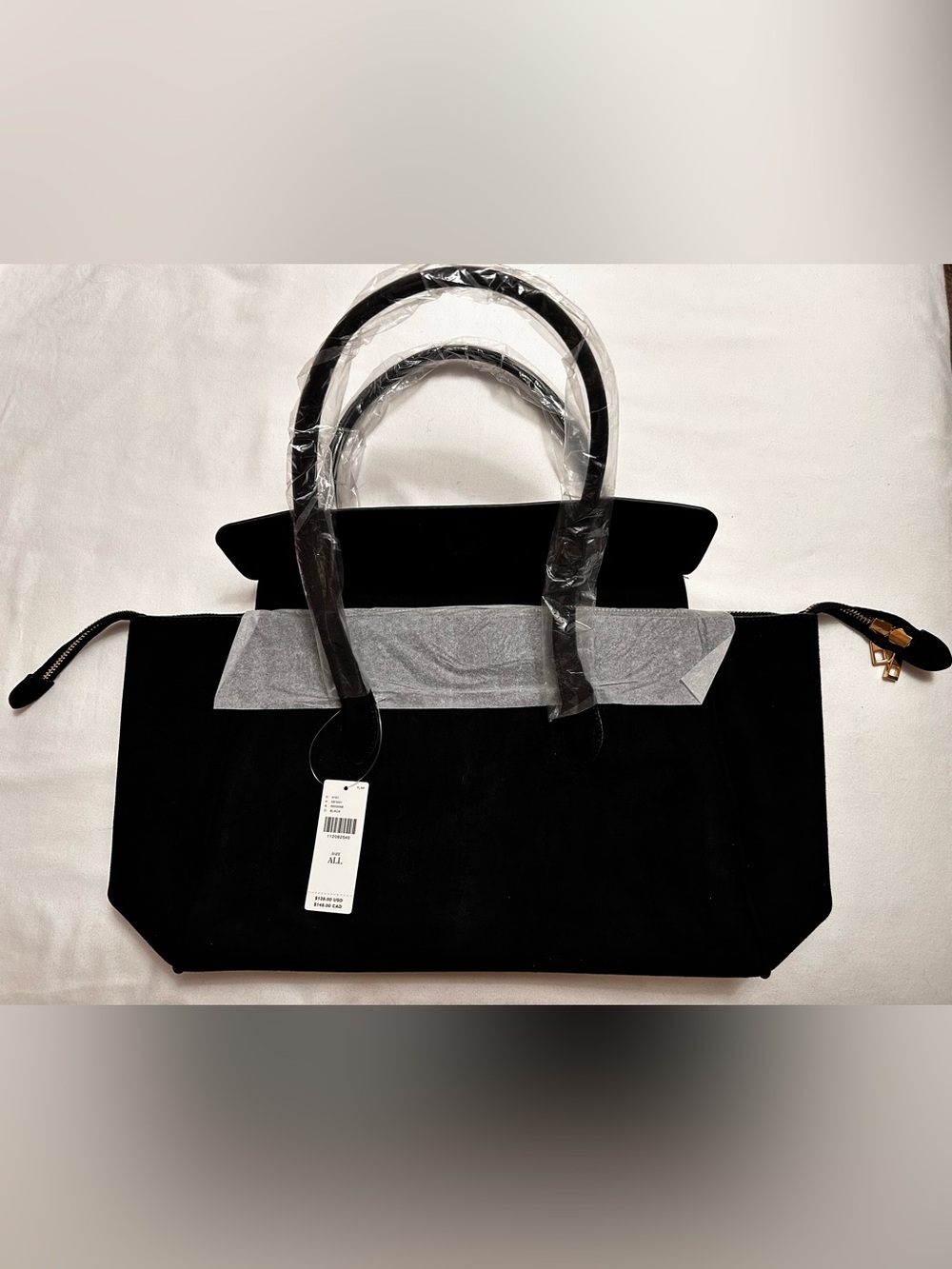 NWT - Anthropologie Suede Foldover Satchel in Classic Black - Picture 5 of 8